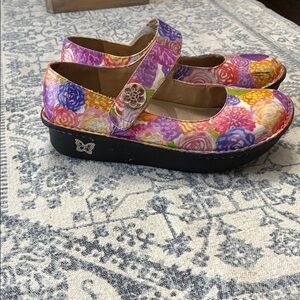 Alegria Colorful Floral Mary Jane Flats